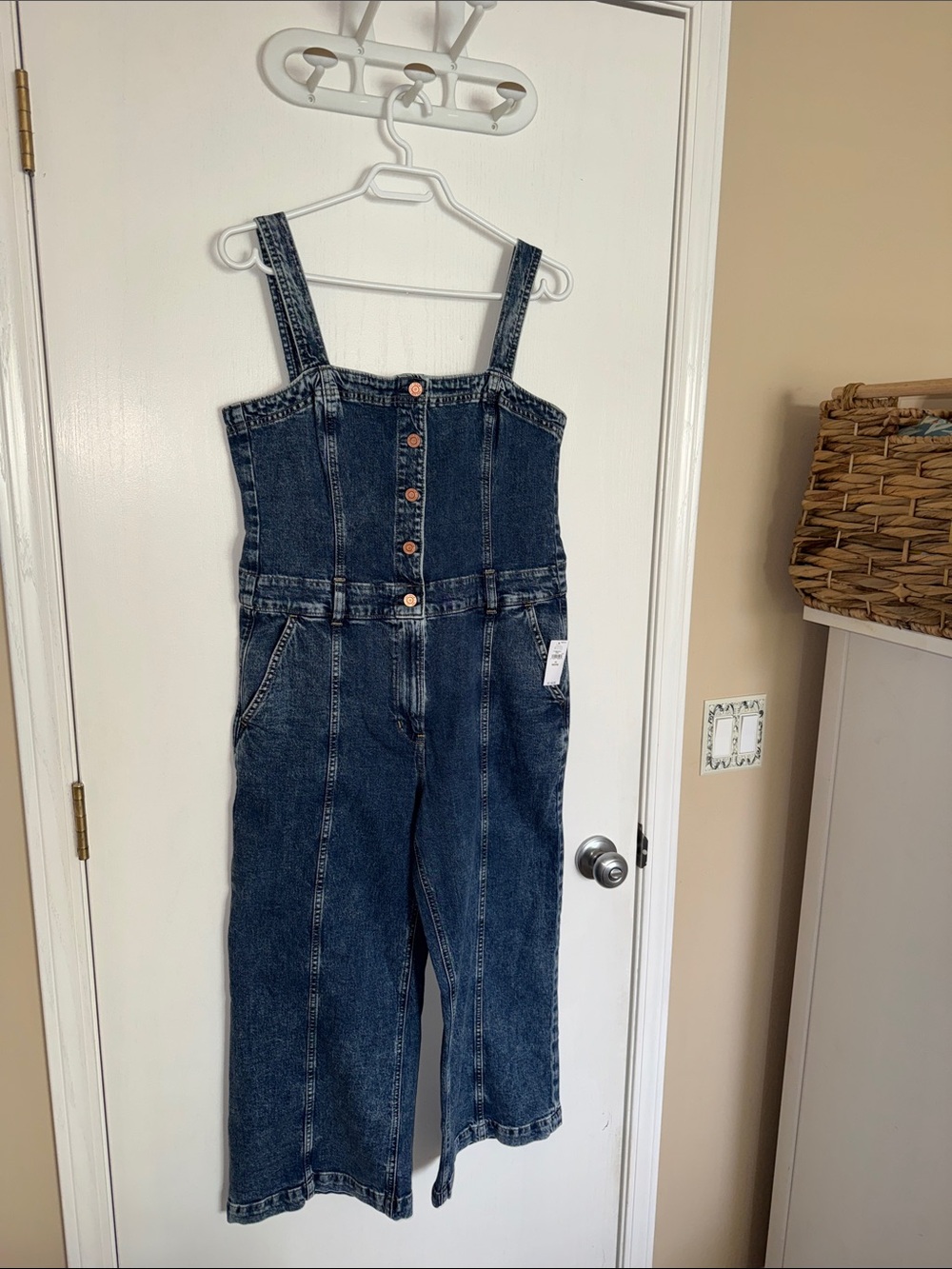 GAP Indigo Denim Wide-Leg Jumpsuit